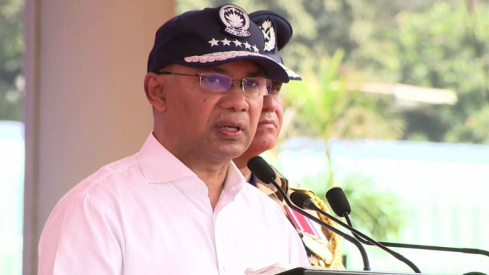 আজ সকালে রাজারবাগ পুলিশ লাইন্স মাঠে ‘পুলিশ সপ্তাহ-২০২৬’ এর উদ্বোধনী অনুষ্ঠানে বক্তব্য দেন প্রধানমন্ত্রী তারেক রহমান। ছবি : পিএমও
