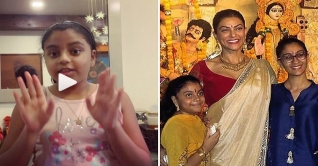 মেয়েকে সুকুমার রায়ের কবিতা শেখালেন সুস্মিতা