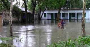 বন্যার পানি কমলেও দুর্ভোগ কমেনি বানভাসী মানুষের