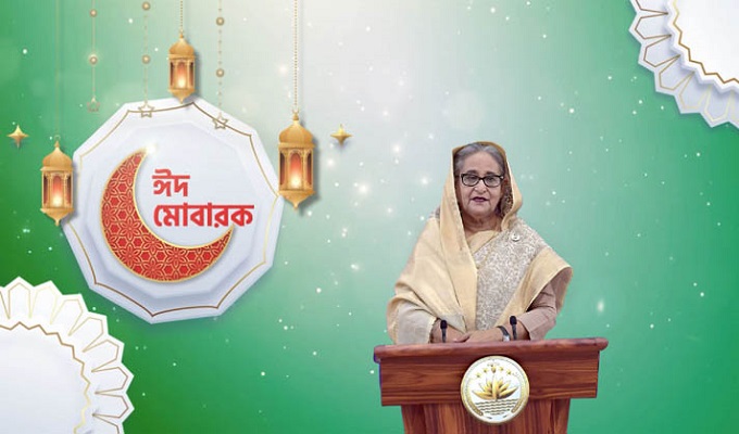 আজ জাতির উদ্দেশে ভাষণ দেন প্রধানমন্ত্রী শেখ হাসিনা। ছবি : ফোকাস বাংলা