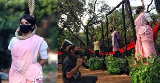 গাছ বাঁচাতে প্রতীকী ফাঁসির মঞ্চে অভিনেত্রী নওশাবা