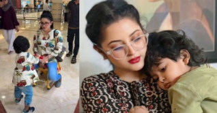 ছেলের সঙ্গে খুনসুটিতে মাতলেন পরীমণি