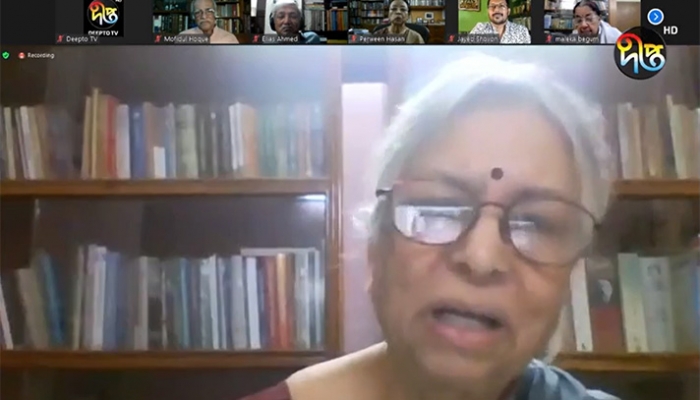 ওয়েবিনারে বক্তব্য দিচ্ছেন সুলতানা কামাল।