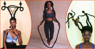 নিজের চুল দিয়ে দড়ি লাফ খেলে রেকর্ড ভাঙলেন তরুণী