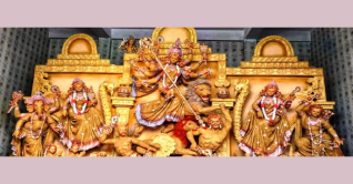 সাতক্ষীরায় দুর্গাপূজার মন্ডপে চিনিগুঁড়া ধানে তৈরি ১৮টি প্রতিমা