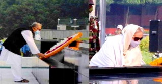 শিখা অনির্বাণে রাষ্ট্রপতি ও প্রধানমন্ত্রীর শ্রদ্ধা