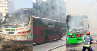 রাজধানীতে একের পর এক বাসে আগুন রাজধানীতে একের পর এক বাসে আগুন