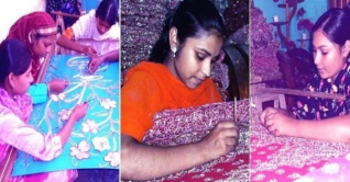 হাতের কাজ ও পোশাক তৈরিতে ব্যস্ত নারী কারিগর
