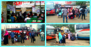 বাড়ি ফেরা মানুষের চাপ বেড়েছে মহাখালী বাস টার্মিনালে