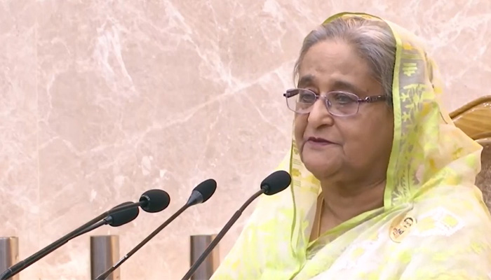 বুধবার প্রধানমন্ত্রীর কার্যালয়ে আয়োজিত এক অনুষ্ঠানে বক্তব্য দেন প্রধানমন্ত্রী শেখ হাসিনা। ছবি : সংগৃহীত