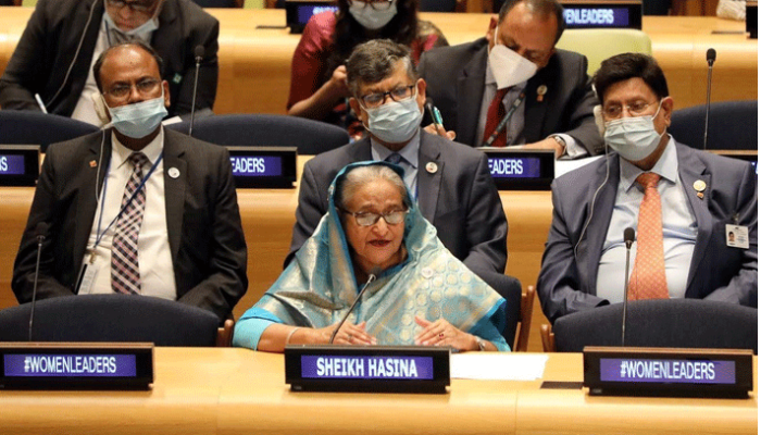 বক্তব্য দিচ্ছেন প্রধানমন্ত্রী শেখ হাসিনা। ছবি: সংগৃহীত