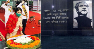 বঙ্গবন্ধুর প্রতিকৃতিতে স্পিকারের শ্রদ্ধা