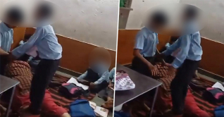 ভারতে স্কুলের মেঝেতে ঘুমাচ্ছেন শিক্ষিকা, পায়ে ম্যাসাজ করছে ছাত্র ভারতে স্কুলের মেঝেতে ঘুমাচ্ছেন শিক্ষিকা, পায়ে ম্যাসাজ করছে ছাত্র