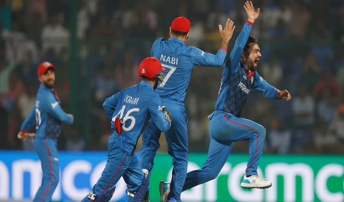 উইকেট নিয়ে রশিদ খানের উল্লাস।  ছবি: সংগৃহীত