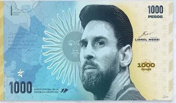 আর্জেন্টাইন ব্যাংক নোটে মেসির ছবি