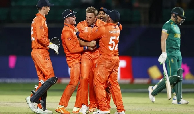 নেদারল্যান্ডসের খেলোয়াড়দের উল্লাস।  ছবি : সংগৃহীত