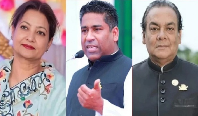 বরিশাল-৪ আসনের আওয়ামী লীগের প্রার্থী শাম্মী আহমেদ, বরিশাল-৫ আসন থেকে স্বতন্ত্র প্রার্থী হওয়া সেরনিয়াবাত সাদিক আবদুল্লাহ ও ফরিদপুর-৩ (সদর) আসনে আওয়ামী লীগ মনোনীত প্রার্থী শামীম হক।