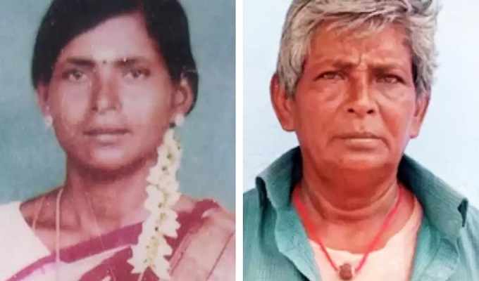 পেতচিয়াম্মাই (বাঁ দিকে) এখন মুথু (ডান দিকে)। ৩৬ বছর ধরে মুথু পরিচয়েই বেঁচে রয়েছেন তিনি।