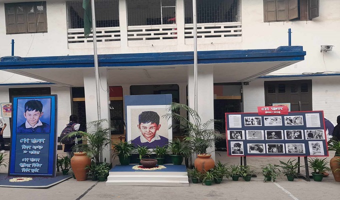 রাজধানীর সানিডেইল স্কুলে শেখ রাসেলের ৬০তম জন্মদিন উদযাপন।  ছবি: উইমেননিউজ।